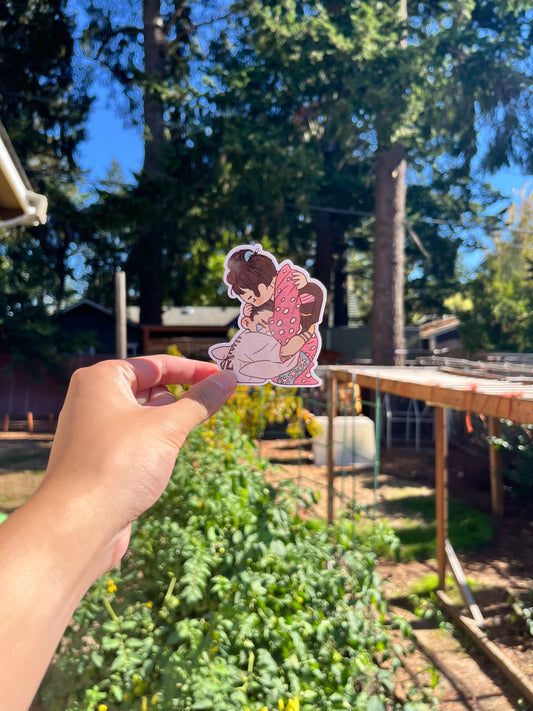 Akaza and Koyuki Embrace Sticker